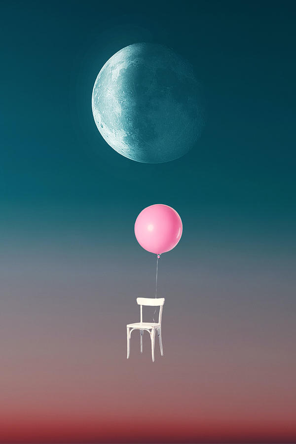 Surreal Art - Flying Pink Digital Art