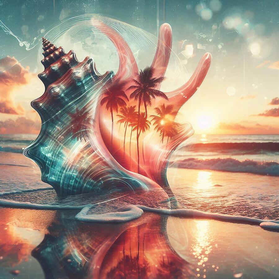 Seashell and Sunset Digital Art by Stephanie Fischer Seashell and Sunset Digital Art by Stephanie Fischer