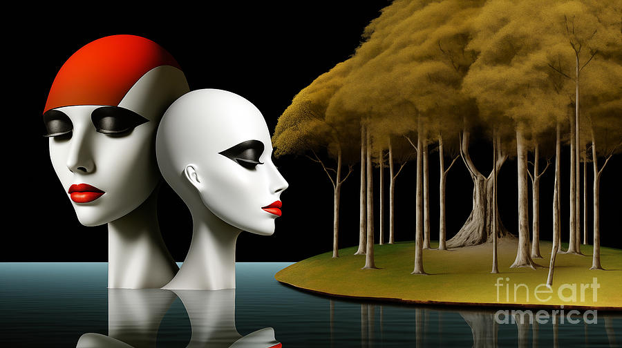 Surreal digital art showcasing two mannequin heads Digital Art by Odon Czintos