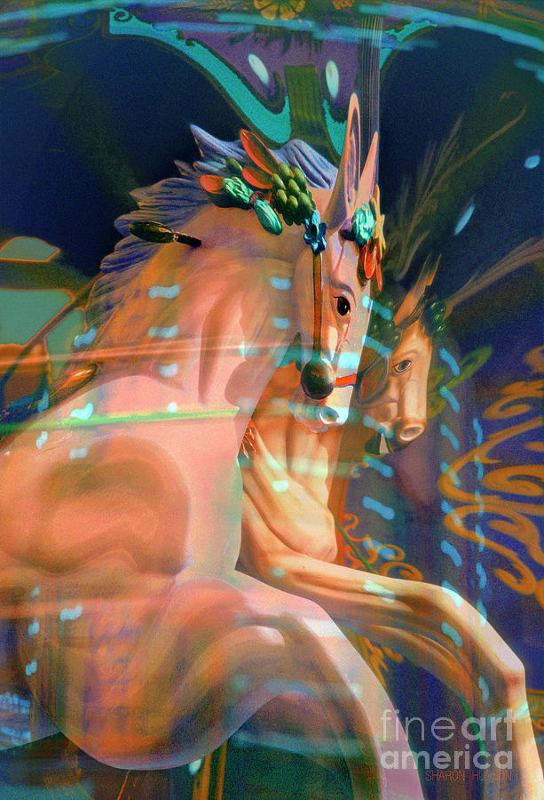 surreal fantasy horses - Pier Pair Photograph by Sharon Hudson