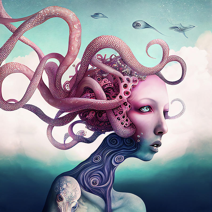 Surreal Hybrid Creature 02 Octopus and Human Digital Art by Matthias Hauser