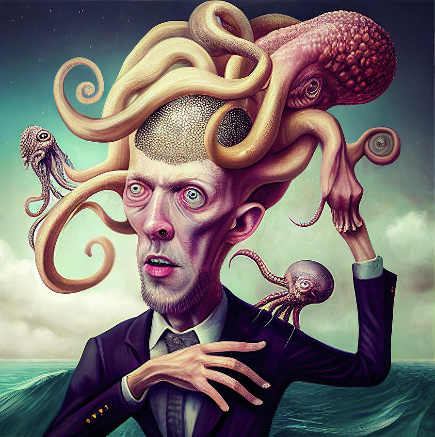 Surreal Hybrid Creature 03 Octopus and Human Digital Art by Matthias Hauser