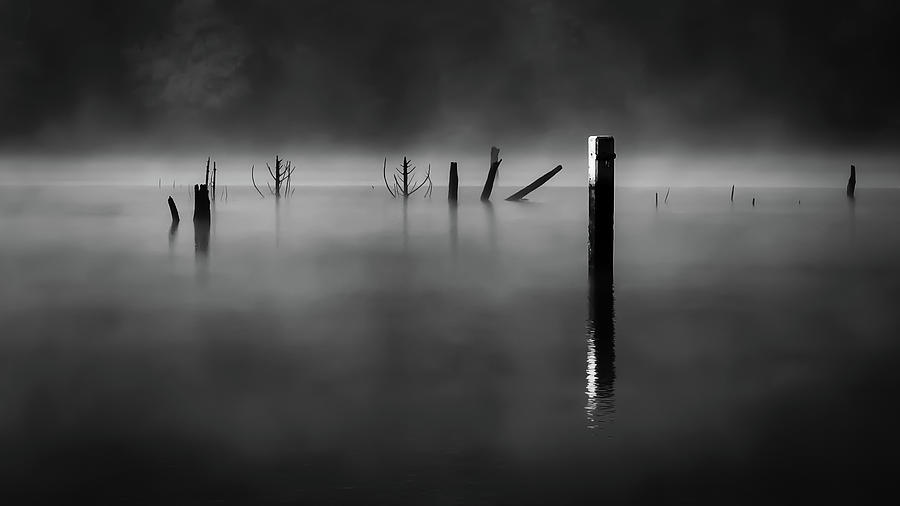 Surreal Lake in BW Photograph by James Barber