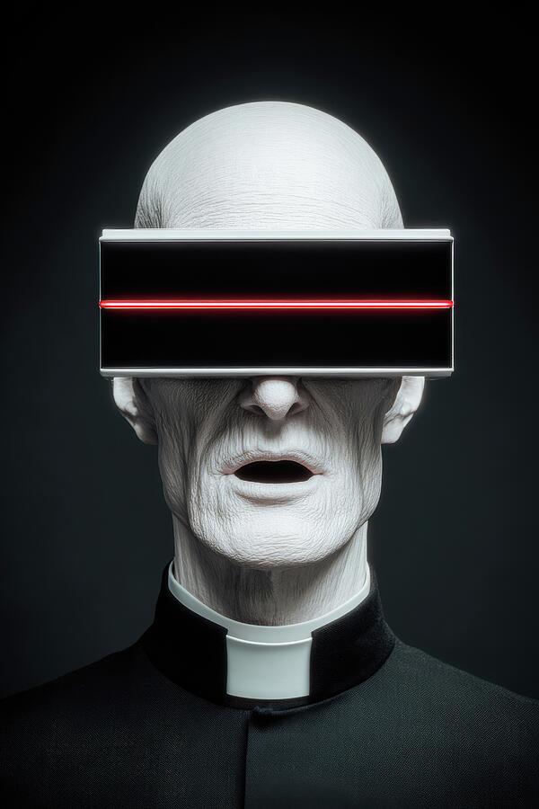 Surreal Neon Confession - Cybernetic Cleric Digital Art by Matthias Hauser Surreal Neon Confession - Cybernetic Cleric Digital Art by Matthias Hauser