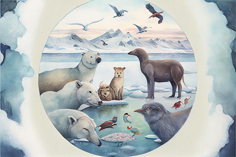 Surreal  Render  Watercolor  Painting  Of  Animals  By Asar Studios Digital Art