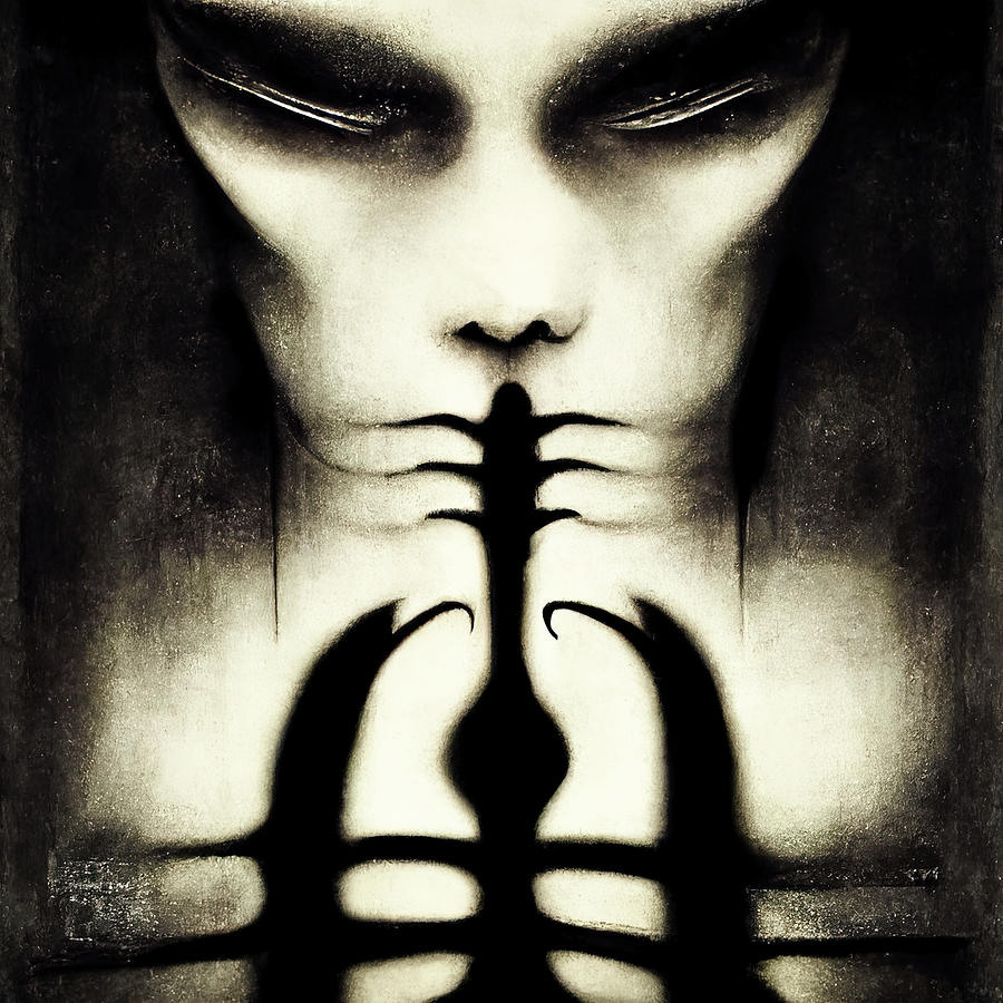 Surreal Shadow Play 01 Alien Face Digital Art by Matthias Hauser