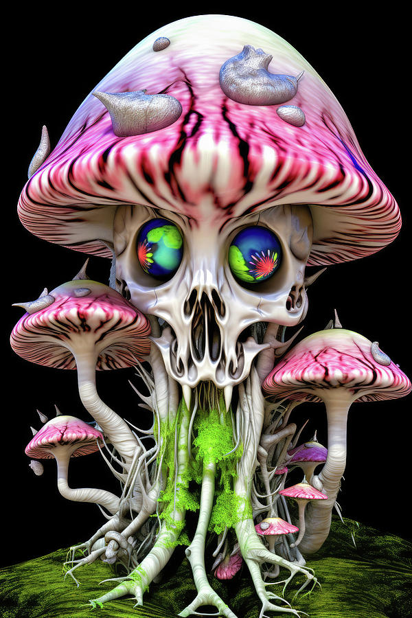 Surreal Skull Mushroom 01 Digital Art by Matthias Hauser