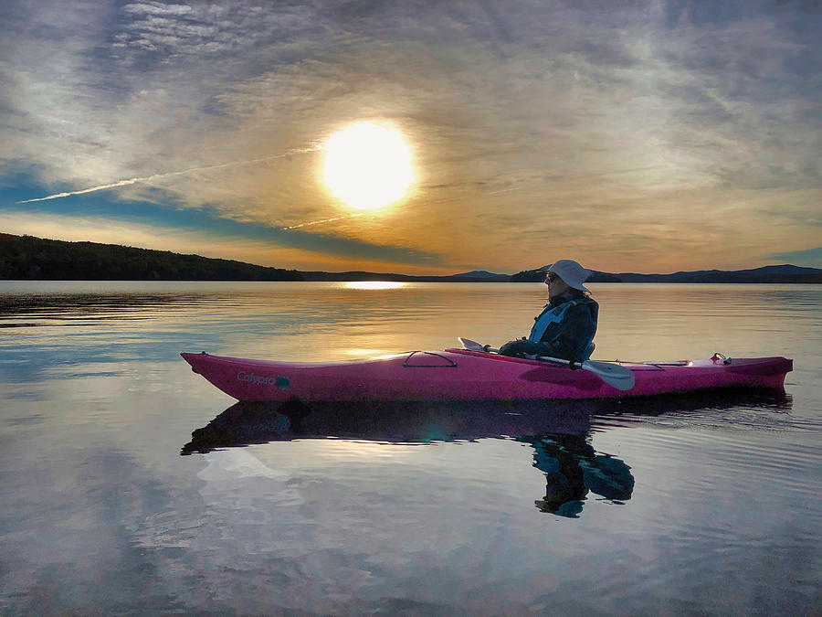 Surreal Sunset Kayaker Photograph by Russel Considine