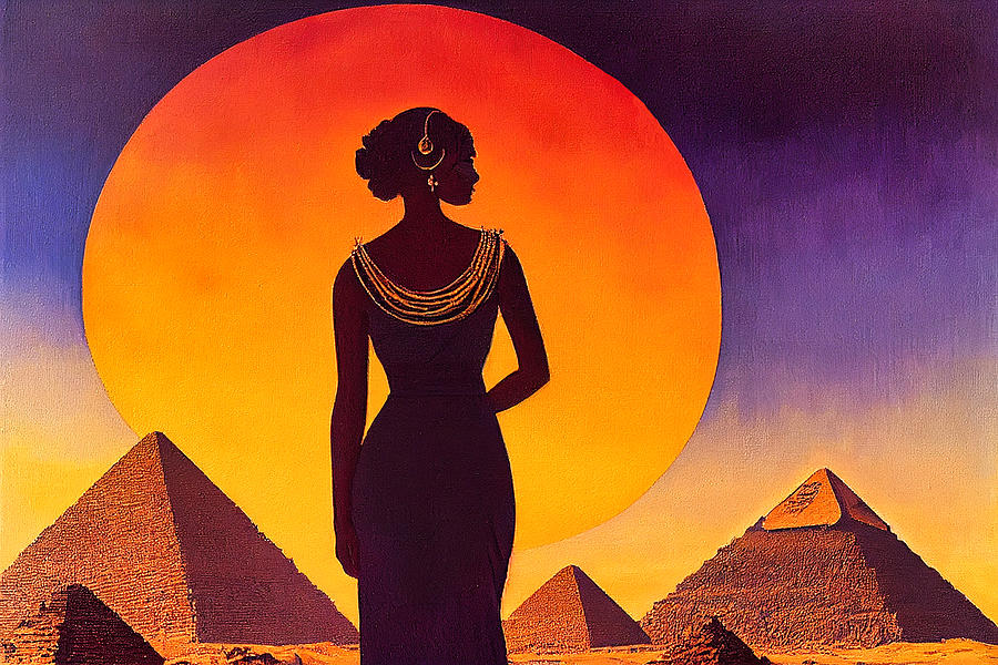Surreal Sunset On Pyramids And Woman Digital Art by Craig Boehman