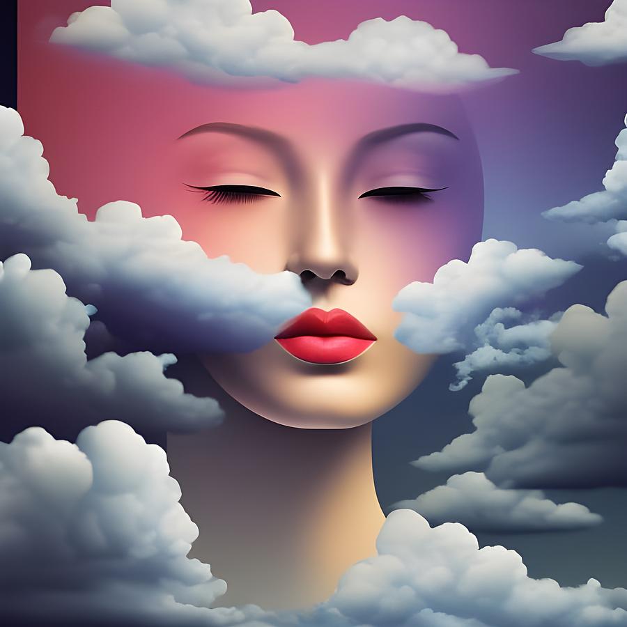 Surreal Woman in Clouds Digital Art by Judi Suni Hall