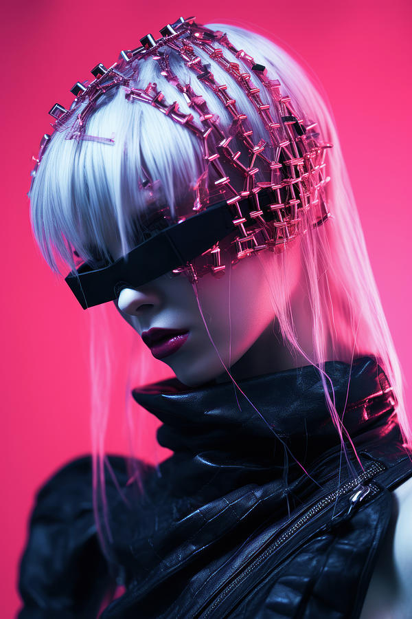 Surreal Woman Portrait 01 Retro-Futuristic Cyberpunk  Digital Art by Matthias Hauser