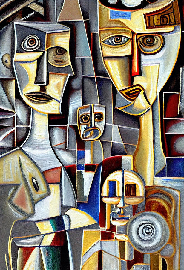 Surrealism art a family of three smiling robots e a c a daaba by Asar ...