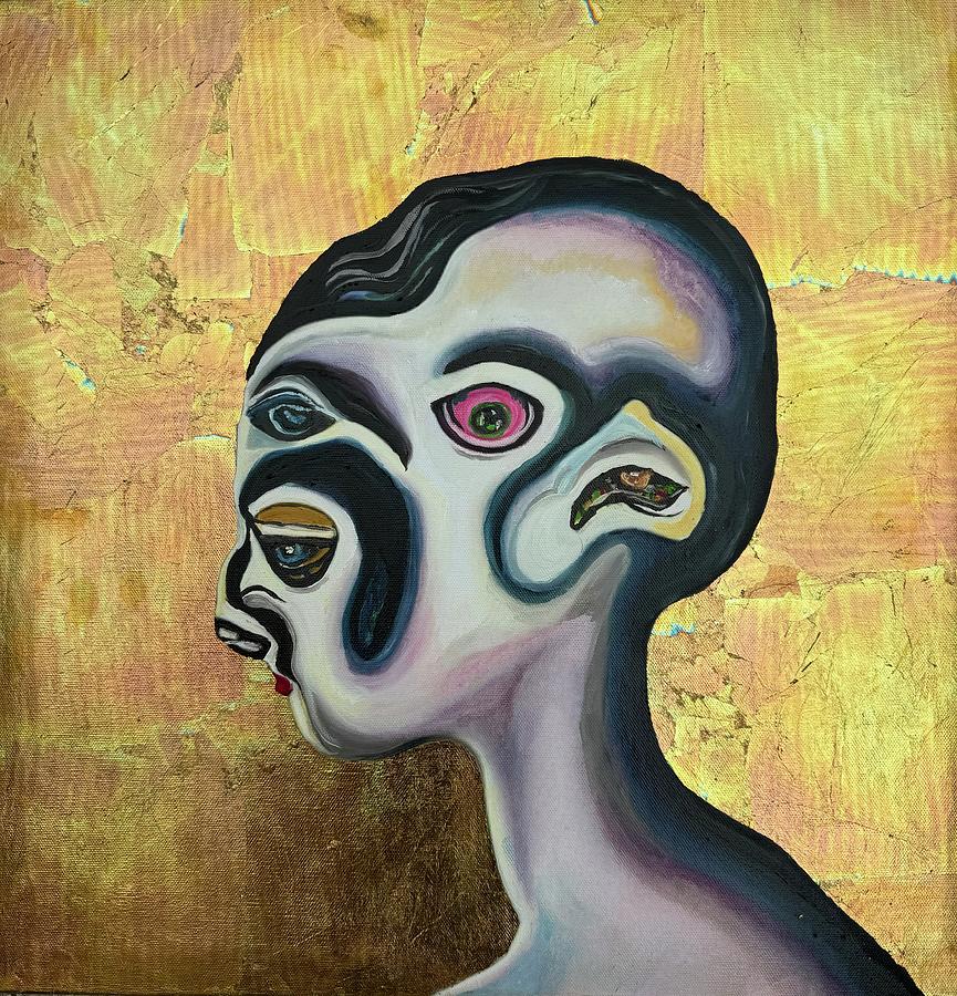 Surrealist head Painting by Kasey Jones