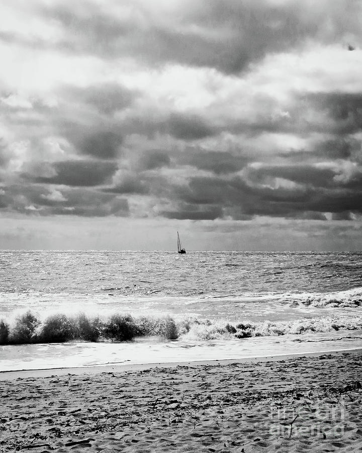 Surroundings - Distant Sailing-BW Photograph by Chris Andruskiewicz