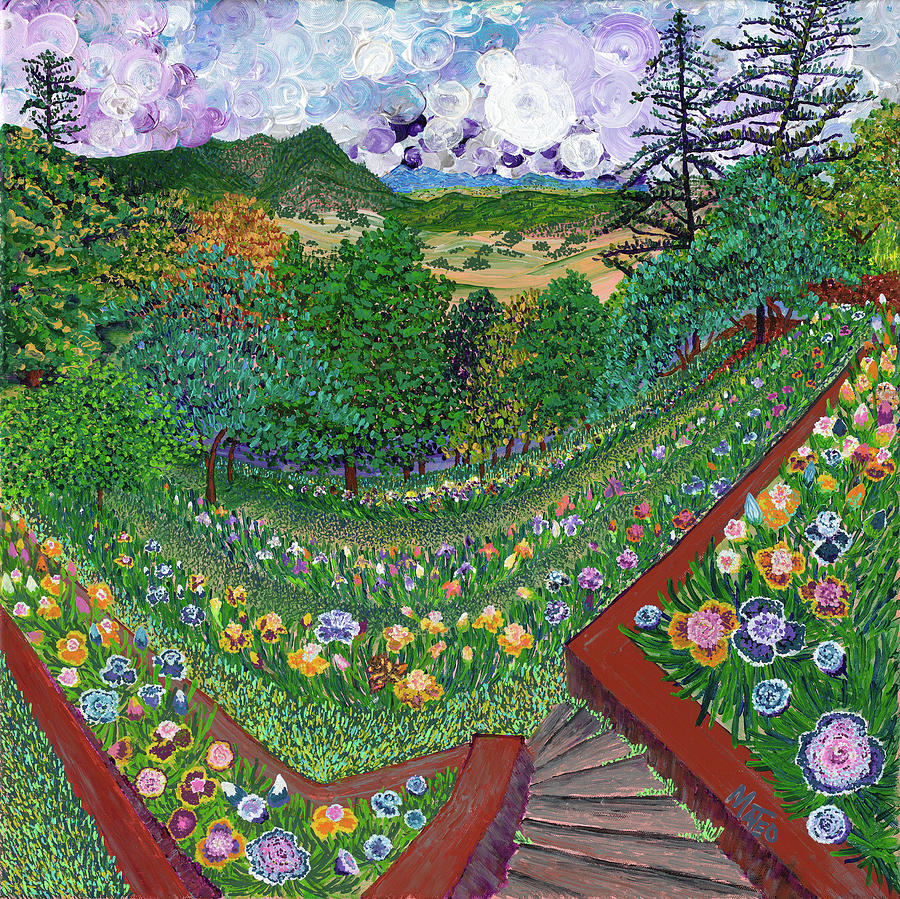 Sus joyous garden Painting by ArtStudio Mateo