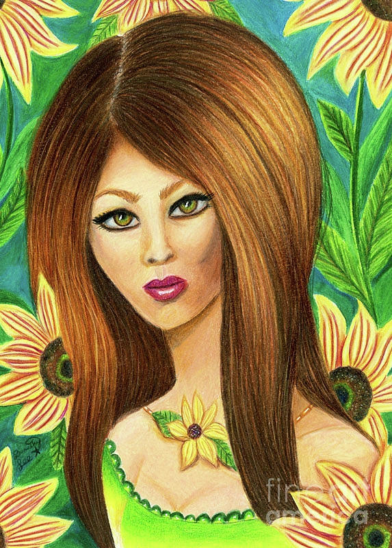 Susan In A Sunflower Garden Painting by Dorothy Lee