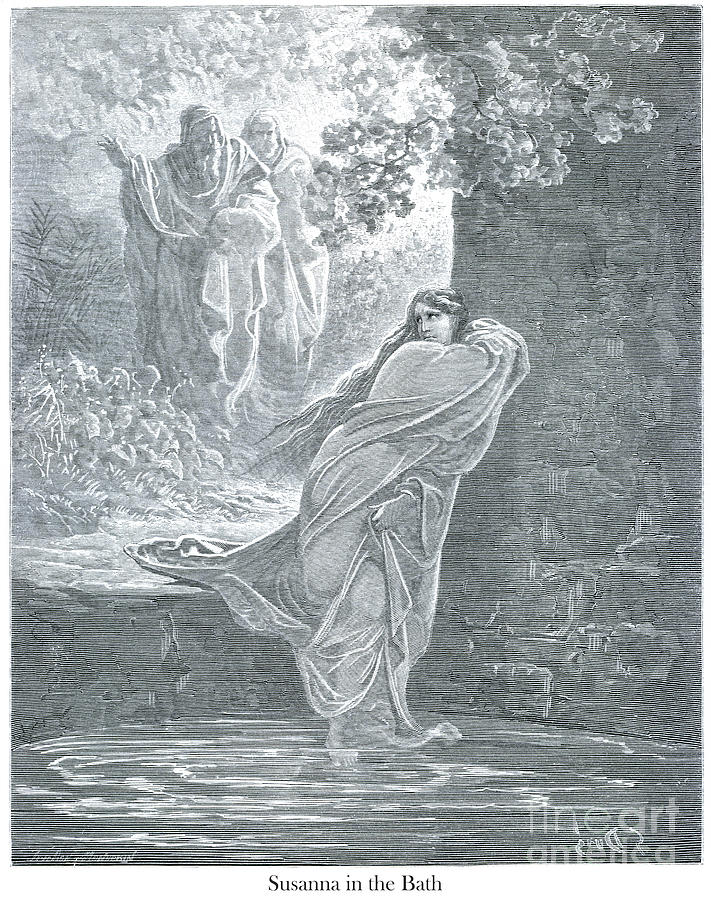Susanna in the Bath by Gustave Dore v1 Drawing by Historic illustrations