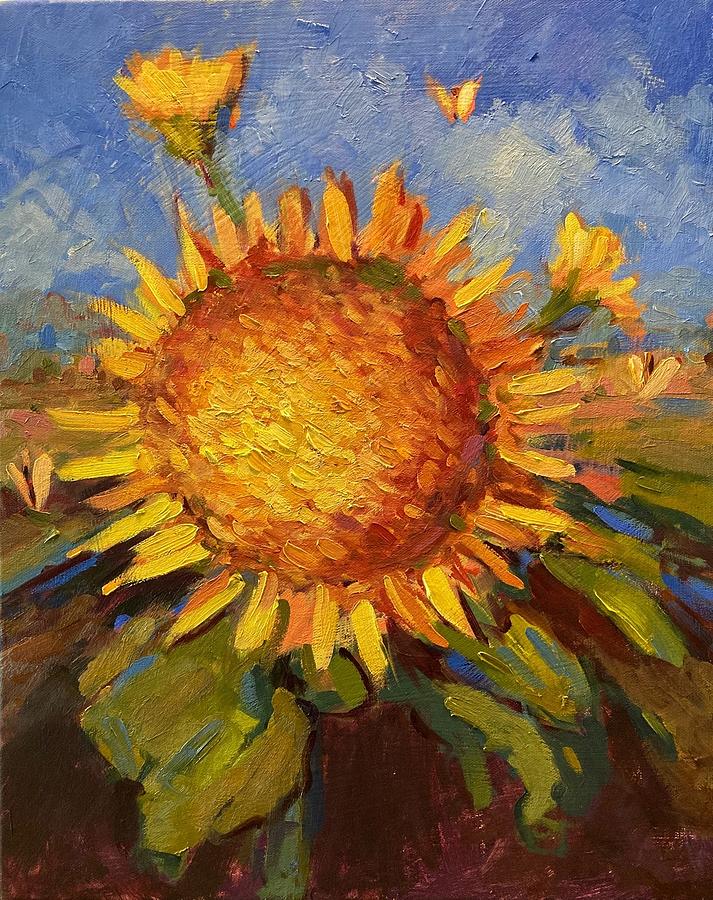 Susans sunflower Painting by R W Goetting