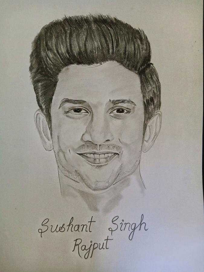 Sushant Singh Rajput Sketch Portrait A4 Size 83x117 inches  Sandeep  Nishad Amazonin Home  Kitchen