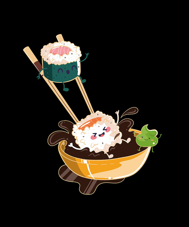 Sushi Anime I Japanese Food I Kawaii Sushi Digital Art by Maximus Designs -  Fine Art America