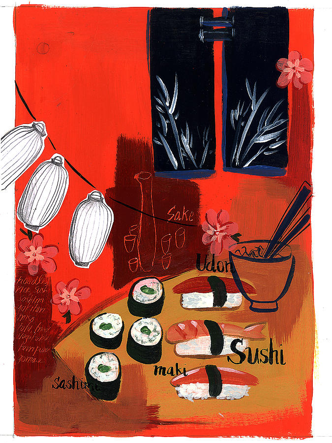 Sushi Lanterns Drawing by Imagezoo