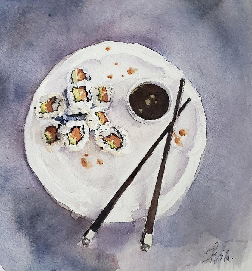 Sushi Night Painting by Sheila Romard