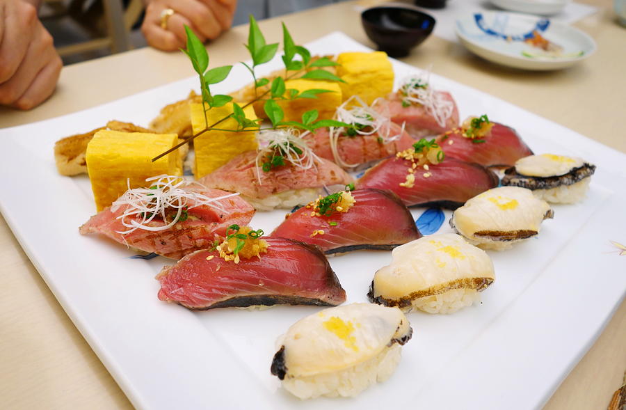 Sushi plate Photograph by Jun Asano