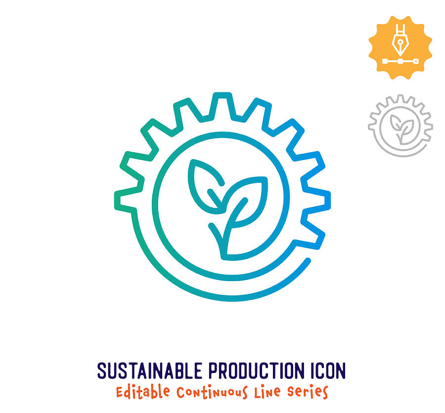 Sustainable Production Continuous Line Editable Icon Drawing by Ilyast