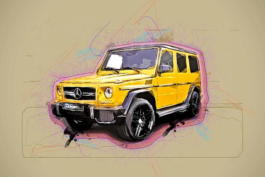 Suv Amg Mercedes 2016 G63 4x4 G Power Tuning Gaelic Yellow Mixed Media 