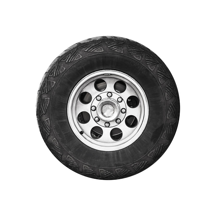 SUV car wheel, frontal view isolated on white Photograph by Eugenesergeev