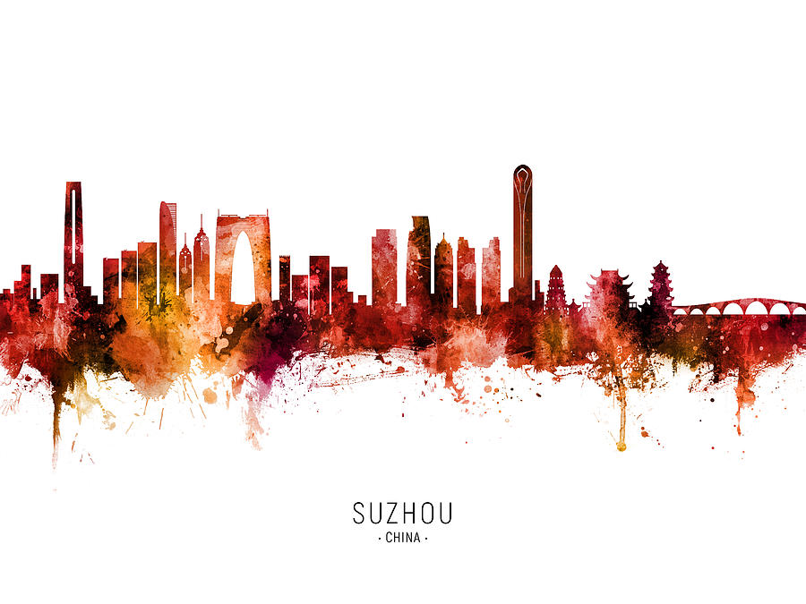 Suzhou China Skyline #15 Digital Art by Michael Tompsett