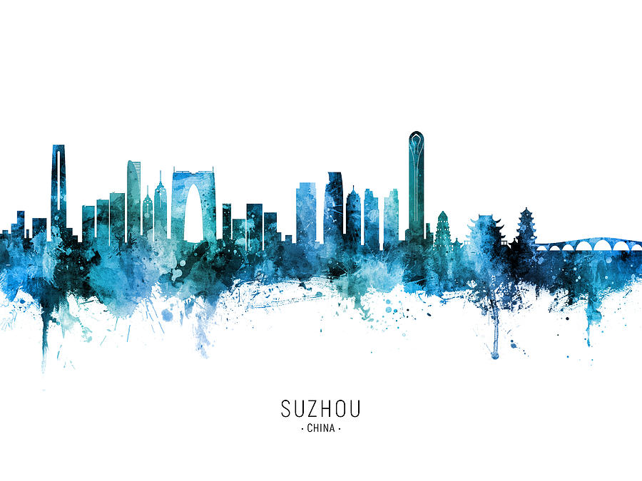 Suzhou China Skyline #57 Digital Art by Michael Tompsett