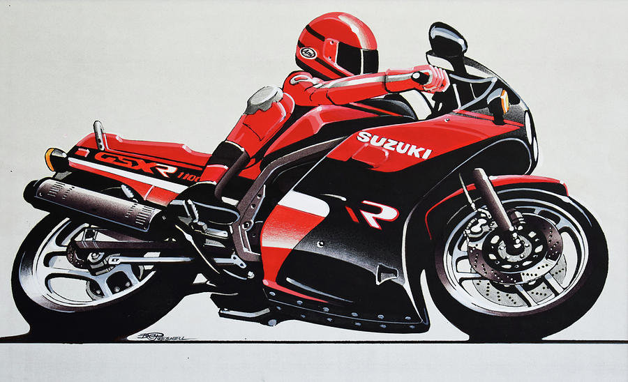 Suzuki GSXR Motorcycle Drawing by Donald Presnell