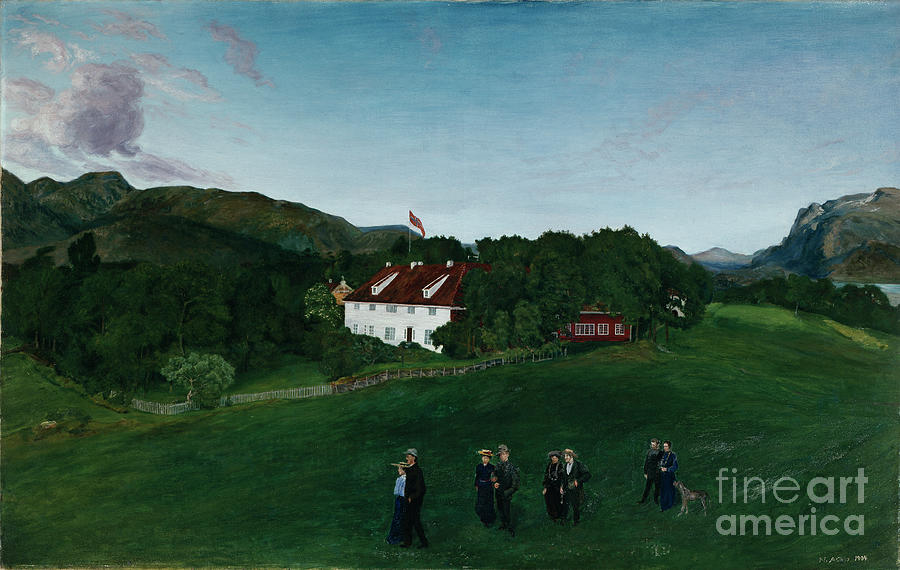 Svanoe mansion, ca 1904 Painting by O Vaering by Nikolai Astrup
