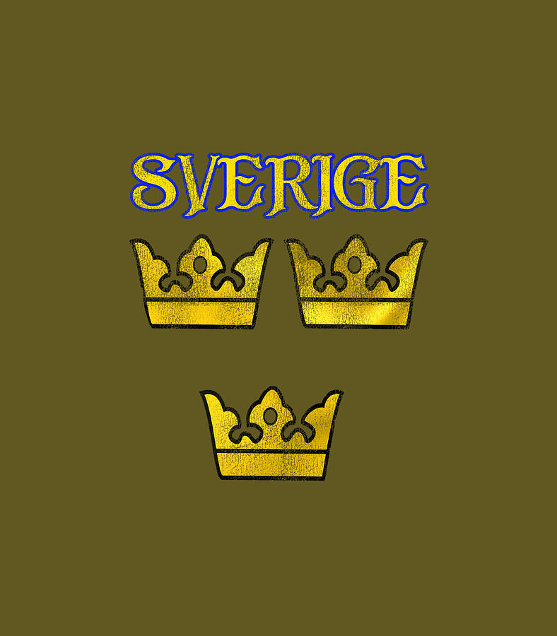 Sverige Sweden Swedish Tre Kronor Three Crowns Distressed Digital