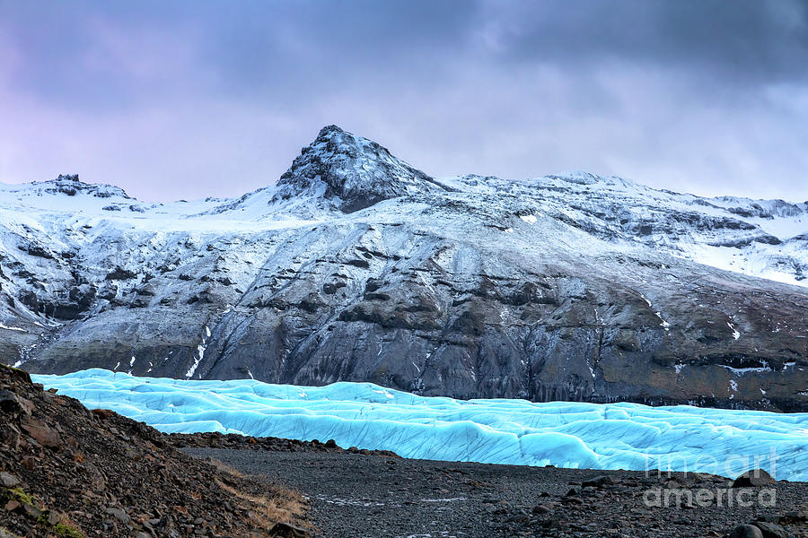 Svinafellsjokul glacier landscape and snow covered mountian, Ice Photograph by Jane Rix