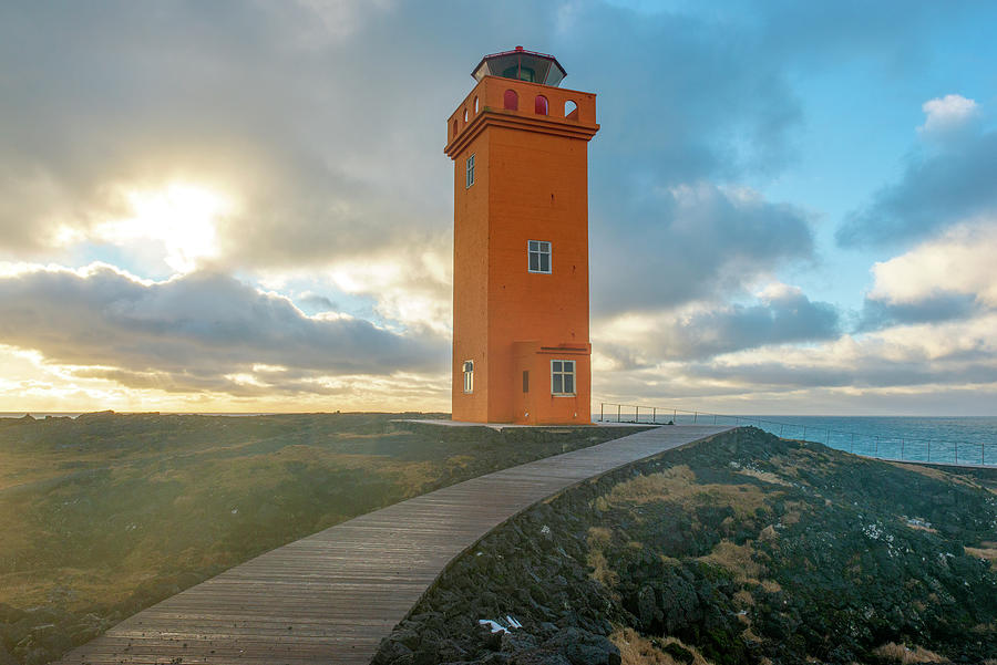 Svoertuloft Orange Lighthouse, Iceland Photograph by Dubi Roman