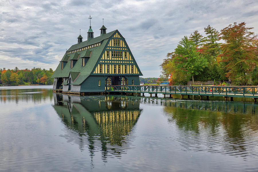 Swallow Boathouse Moultonborough New Hampshire Fall Foliage Photograph by Juergen Roth