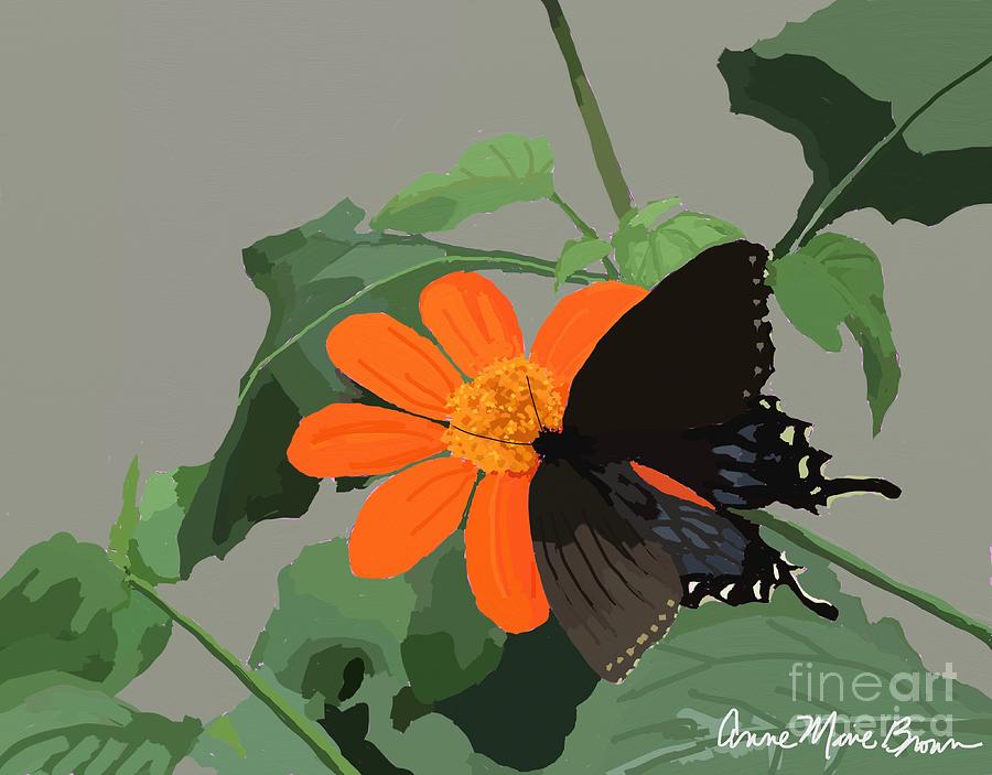 Swallowtail and Sunflower Digital Art by Anne Marie Brown