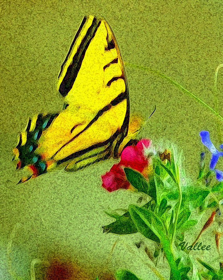 Swallowtail On Geranium Digital Art by Vallee Johnson