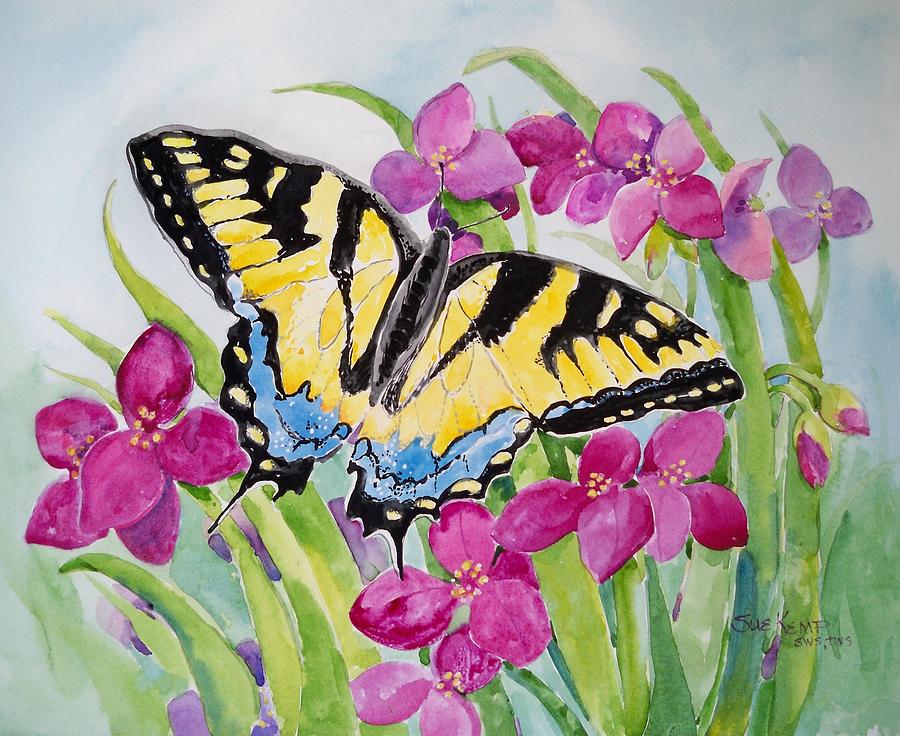 Swallowtail in My Garden Painting by Sue Kemp