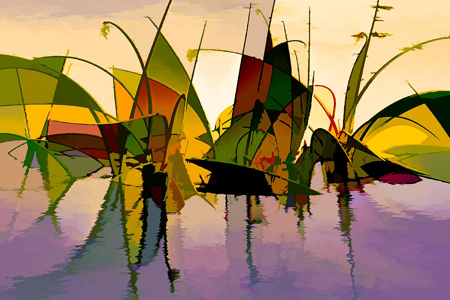 Swamp Grass Abstract Mixed Media by Rosalie Scanlon