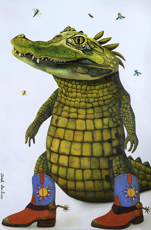 Alligator Painting - Swamp Kicker by Leah Saulnier The Painting Maniac