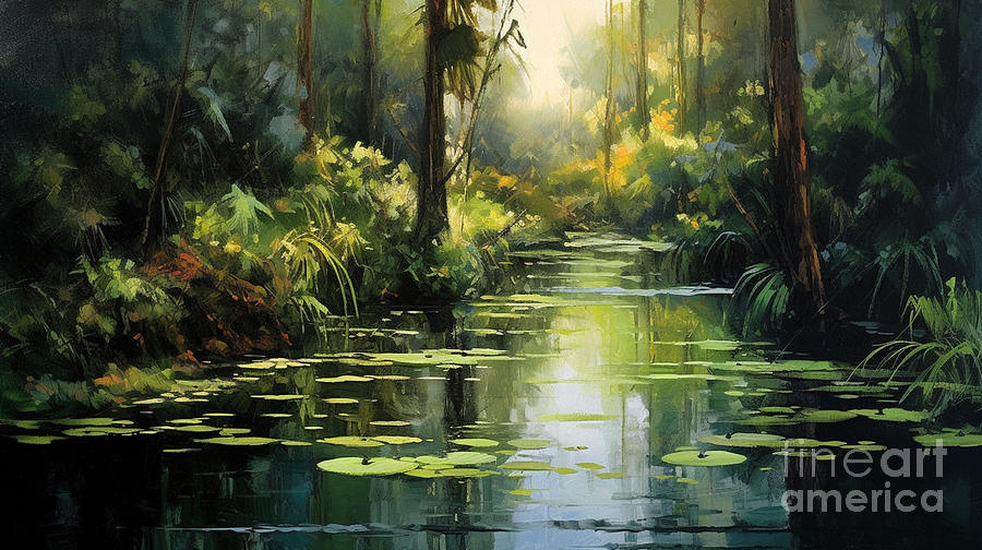 Swamp - Oil painting style Digital Art by AImages Art - Fine Art America
