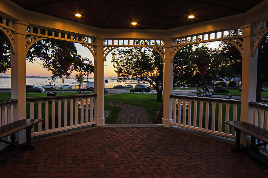 Swampscott MA Waterfront through the Linscott Park Bandstand/Gazebo at Sunset Photograph by Toby McGuire Swampscott MA Waterfront through the Linscott Park Bandstand/Gazebo at Sunset Photograph by Toby McGuire