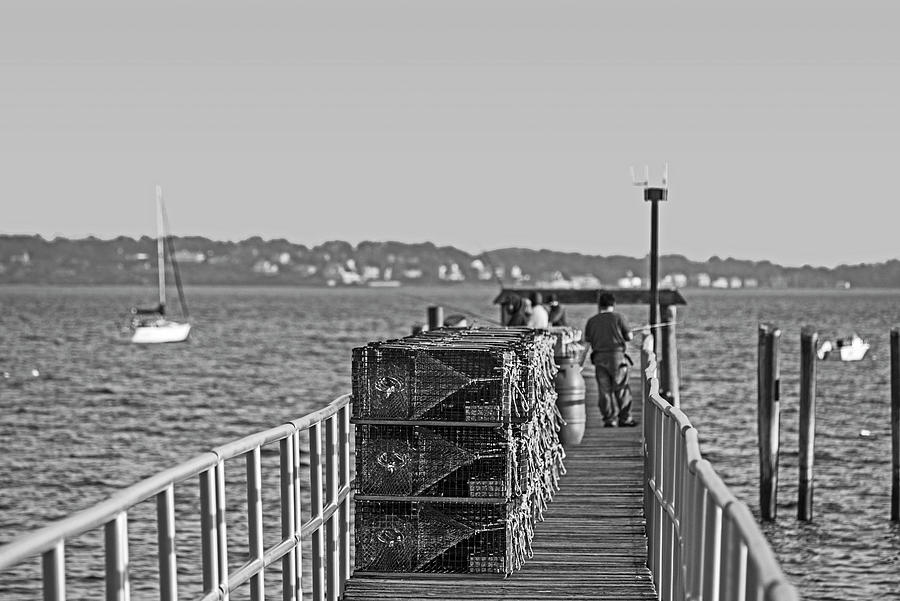 Swampscott Pier Lobster Traps Swampscott MA Black and White Photograph by Toby McGuire