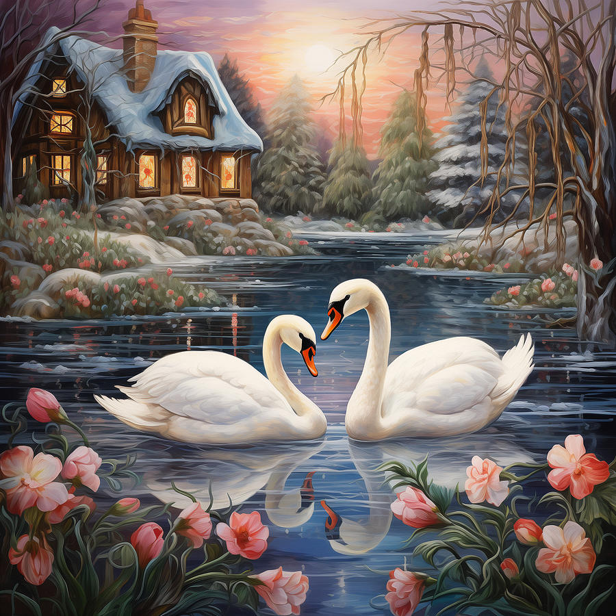 Swan Cabin Lake Painting by Kimberly Potts - Fine Art America