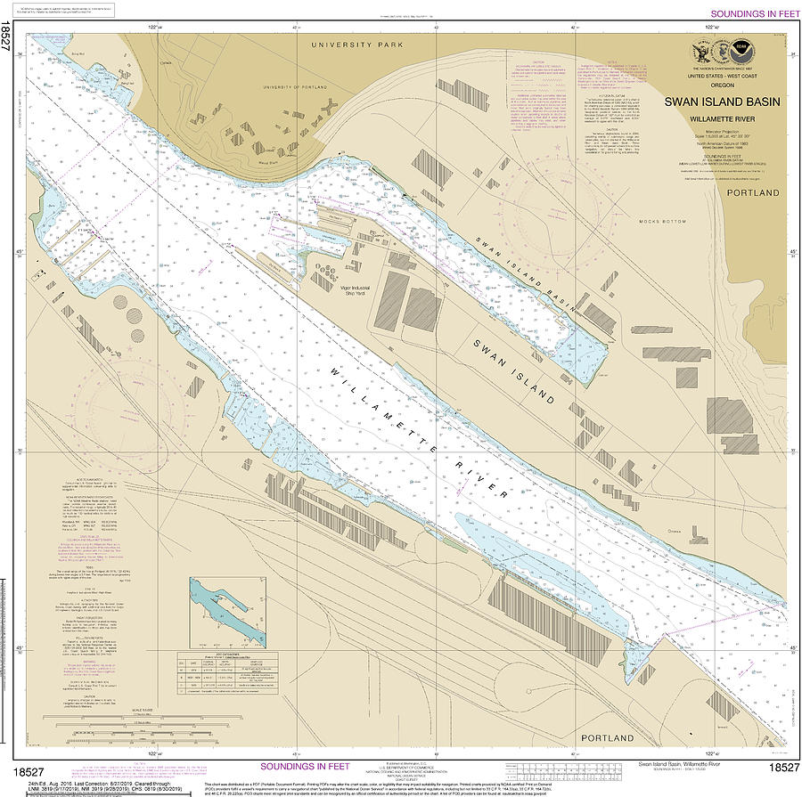 Swan Island Basin Willamette River Nautical Chart Nautical Chart 18527 ...