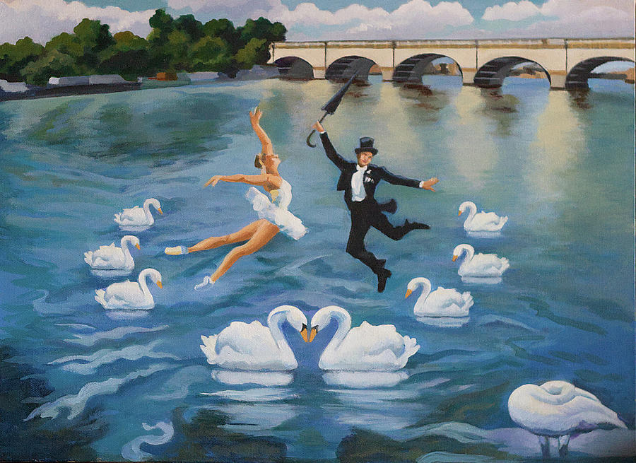 Swan Lake on the Thames Painting by Susan McNally
