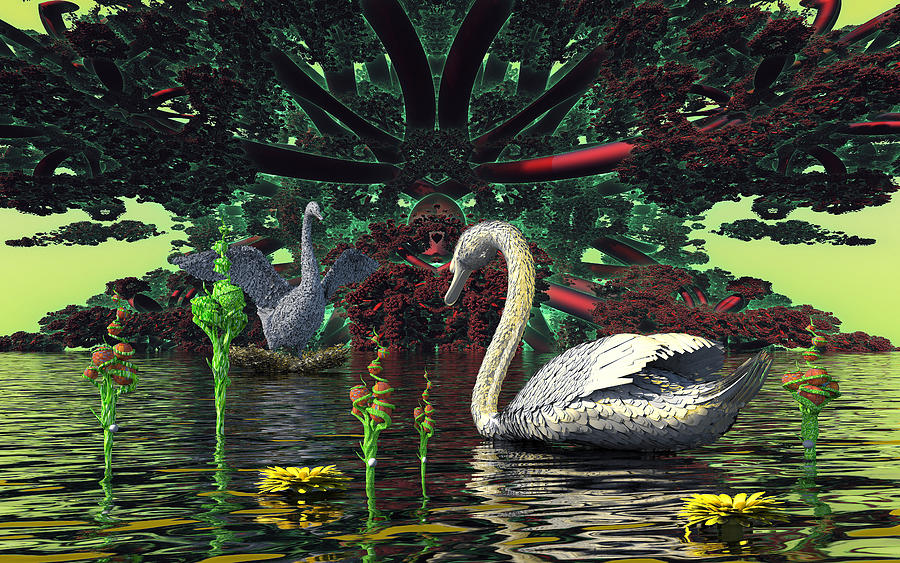 Swan Lake Digital Art by Richard Hopkinson